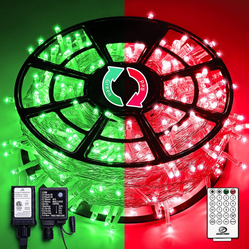 JMEXSUSS 168FT 600 LED Christmas Lights Outdoor Waterproof 8 Modes Indoor Christmas String Lights Warm White Christmas Tree Lights Plug in for Room Bedroom Wedding Party Holiday Decorations Home & Garden > Lighting > Light Ropes & Strings JMEXSUSS Green to Red 600 
