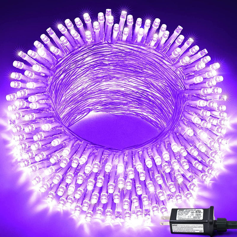 JMEXSUSS 33Ft 100 LED Warm White Christmas Lights Indoor, 8 Modes Clear Wire String Lights Indoor, Plug-In Christmas String Lights Outdoor Waterproof for Christmas Decorations Indoor, Wedding, Party Home & Garden > Lighting > Light Ropes & Strings JMEXSUSS Purple  