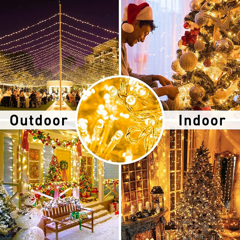 JMEXSUSS 66Ft 200 LED Christmas String Lights Indoor Outdoor Waterproof, Warm White Christmas Lights Clear Wire, 8 Modes Twinkle Lights Plug in for Tree Room Bedroom Wedding Christmas Decorations Home & Garden > Lighting > Light Ropes & Strings Linhai Exsuss Light&Decor Co.,Ltd   