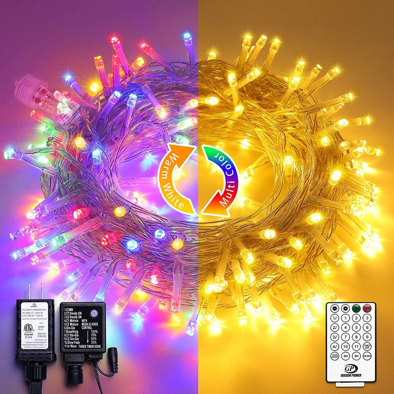 JMEXSUSS 66Ft 200 LED Christmas String Lights Indoor Outdoor Waterproof, Warm White Christmas Lights Clear Wire, 8 Modes Twinkle Lights Plug in for Tree Room Bedroom Wedding Christmas Decorations Home & Garden > Lighting > Light Ropes & Strings Linhai Exsuss Light&Decor Co.,Ltd Warm White to Multicolor  