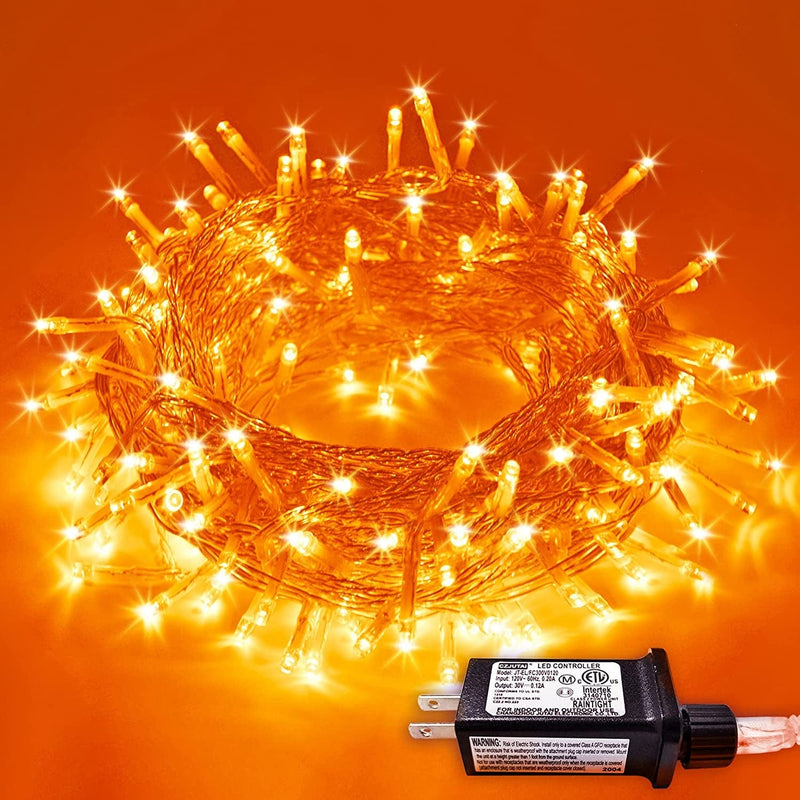 JMEXSUSS 66Ft 200 LED Christmas String Lights Indoor Outdoor Waterproof, Warm White Christmas Lights Clear Wire, 8 Modes Twinkle Lights Plug in for Tree Room Bedroom Wedding Christmas Decorations Home & Garden > Lighting > Light Ropes & Strings Linhai Exsuss Light&Decor Co.,Ltd Orange  