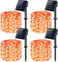JMEXSUSS White Solar String Lights Outdoor Waterproof, 2 Pack 33Ft 100 LED Solar Christmas Lights Outdoor,8 Modes Copper Wire Solar Fairy Lights for Christmas Tree Xmas Garden outside Decorations Home & Garden > Lighting > Light Ropes & Strings JMEXSUSS Orange 4 Pack-100LED 