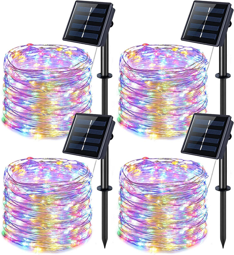 JMEXSUSS White Solar String Lights Outdoor Waterproof, 2 Pack 33Ft 100 LED Solar Christmas Lights Outdoor,8 Modes Copper Wire Solar Fairy Lights for Christmas Tree Xmas Garden outside Decorations Home & Garden > Lighting > Light Ropes & Strings JMEXSUSS Multicolor 4 Pack-100LED 