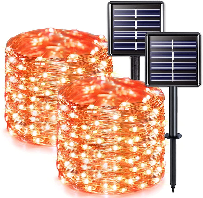 JMEXSUSS White Solar String Lights Outdoor Waterproof, 2 Pack 33Ft 100 LED Solar Christmas Lights Outdoor,8 Modes Copper Wire Solar Fairy Lights for Christmas Tree Xmas Garden outside Decorations Home & Garden > Lighting > Light Ropes & Strings JMEXSUSS Orange 2 Pack-100LED 