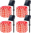 JMEXSUSS White Solar String Lights Outdoor Waterproof, 2 Pack 33Ft 100 LED Solar Christmas Lights Outdoor,8 Modes Copper Wire Solar Fairy Lights for Christmas Tree Xmas Garden outside Decorations Home & Garden > Lighting > Light Ropes & Strings JMEXSUSS Red 4 Pack-100LED 