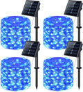 JMEXSUSS White Solar String Lights Outdoor Waterproof, 2 Pack 33Ft 100 LED Solar Christmas Lights Outdoor,8 Modes Copper Wire Solar Fairy Lights for Christmas Tree Xmas Garden outside Decorations Home & Garden > Lighting > Light Ropes & Strings JMEXSUSS Blue 4 Pack-100LED 
