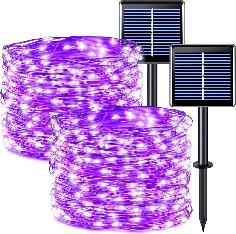 JMEXSUSS White Solar String Lights Outdoor Waterproof, 2 Pack 33Ft 100 LED Solar Christmas Lights Outdoor,8 Modes Copper Wire Solar Fairy Lights for Christmas Tree Xmas Garden outside Decorations Home & Garden > Lighting > Light Ropes & Strings JMEXSUSS Purple 2 Pack-100LED 