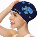 Jonhasoo Swim Cap for Braids and Dreadlocks,Comfortable Extra Large Swimming Cap for Women with Flower Printed Sporting Goods > Outdoor Recreation > Boating & Water Sports > Swimming > Swim Caps LEHE Navy  