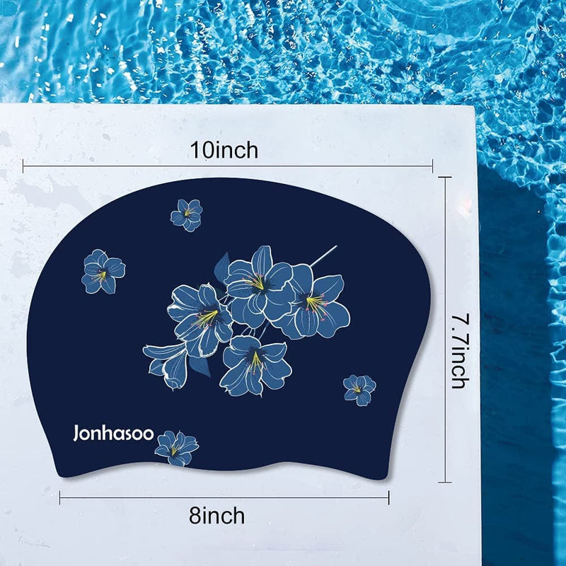Jonhasoo Swim Cap for Braids and Dreadlocks,Comfortable Extra Large Swimming Cap for Women with Flower Printed Sporting Goods > Outdoor Recreation > Boating & Water Sports > Swimming > Swim Caps LEHE   