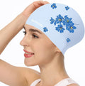 Jonhasoo Swim Cap for Braids and Dreadlocks,Comfortable Extra Large Swimming Cap for Women with Flower Printed Sporting Goods > Outdoor Recreation > Boating & Water Sports > Swimming > Swim Caps LEHE Light Blue  
