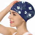 Jonhasoo Swim Cap for Braids and Dreadlocks,Comfortable Extra Large Swimming Cap for Women with Flower Printed Sporting Goods > Outdoor Recreation > Boating & Water Sports > Swimming > Swim Caps LEHE Navy Flower  