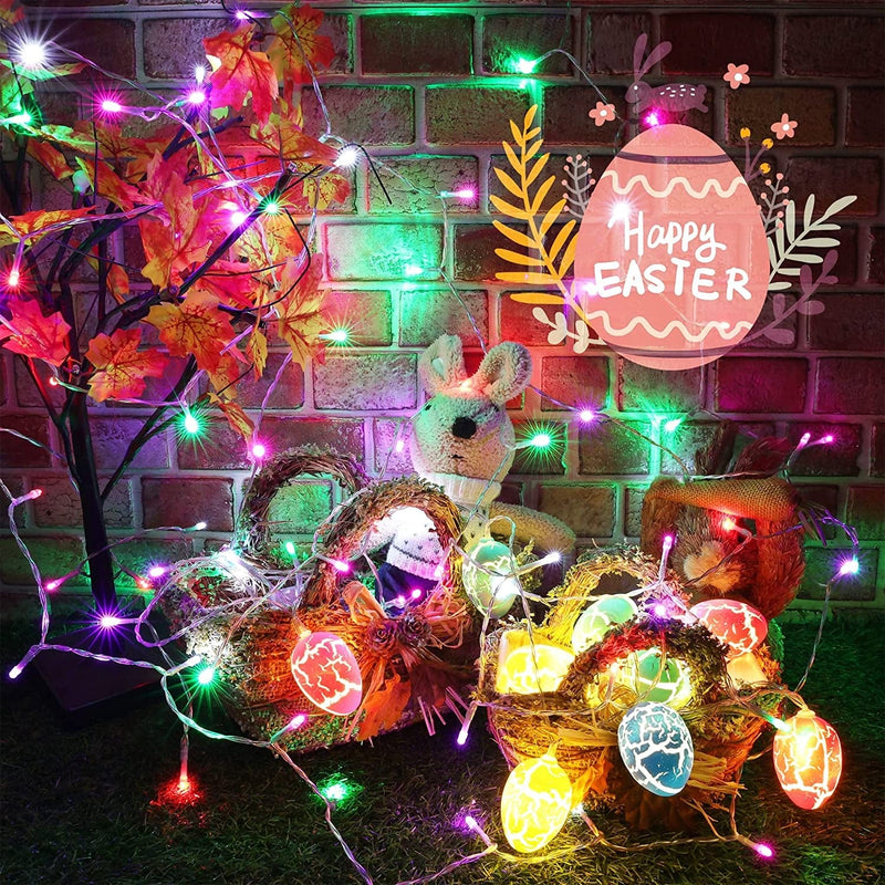 Joomer Easter Decorations Lights, 33Ft 100 LED Easter Pastel String Lights, USB Powered Indoor Fairy Lights Remote Control 8 Modes with Timer for Easter Decor