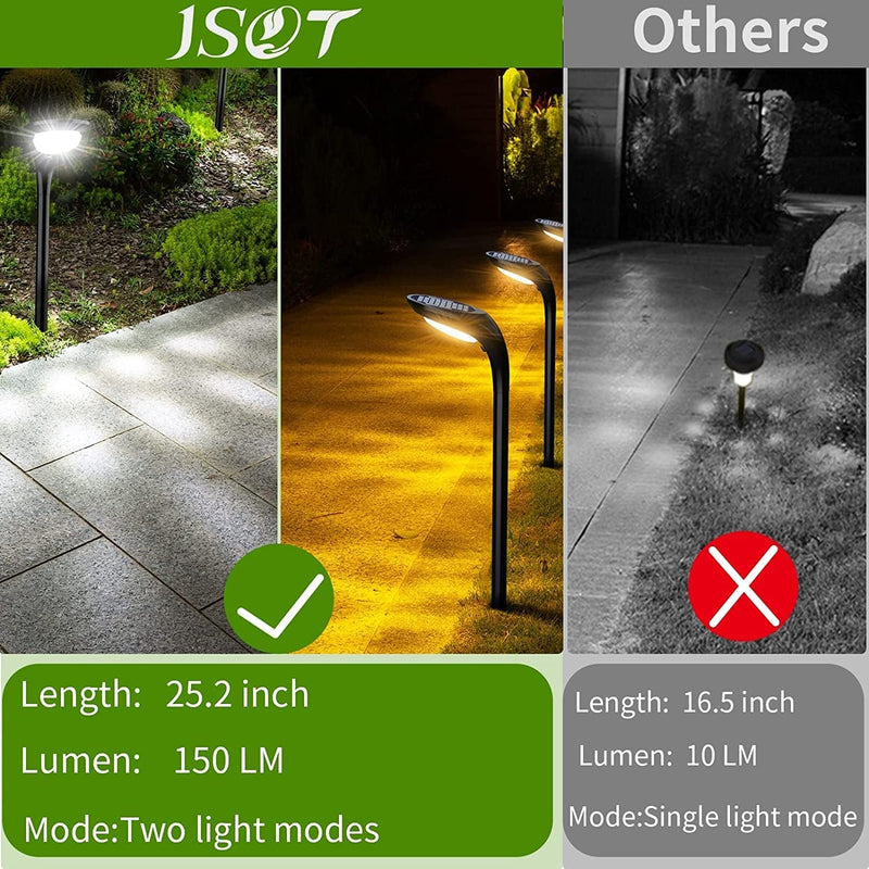 JSOT Bright Solar Outdoor Lights,4 Pack Solar Pathway Lights Waterproof Landscape Lighting Path Light for Garden Decor Walkway Yard Driveway Holiday Decorative Lamp