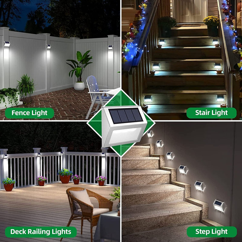 JSOT Solar Lights Outdoor for Deck,Waterproof Solar Garden Lights Decorative outside Lamp for Walkway,Fence Post,Backyard,Railing,Wall,Pool,Step,Stairs 8 Lights Cool White Home & Garden > Lighting > Lamps JSOT   