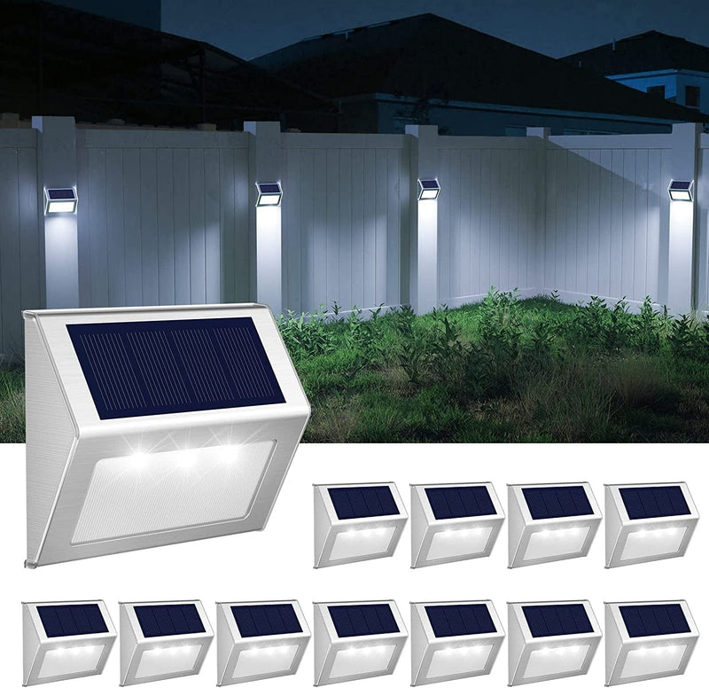 JSOT Solar Lights Outdoor for Deck,Waterproof Solar Garden Lights Decorative outside Lamp for Walkway,Fence Post,Backyard,Railing,Wall,Pool,Step,Stairs 8 Lights Cool White