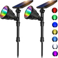 JSOT Solar Spot Lights Outdoor Waterproof Color Changing Spotlights, Solar Landscape Lighting with 9 Light Options Wall Lamp for Path Patio Yard Driveway Tree Flag Decoration 4 Pack Home & Garden > Lighting > Lamps JSOT RGB-2Pack  