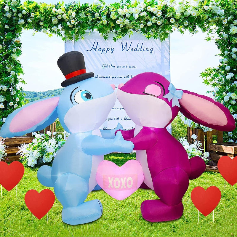 Juegoal Easter Inflatable Cute Bunny with Heart, 7.5Ft Long Lighted Blow Valentine Rabbit Couples with Lights, Indoor Outdoor Valentine'S Day Easter Xmas Decor, Light up Lawn Yard Garden Decorations Home & Garden > Decor > Seasonal & Holiday Decorations Taizhou Huangyan Yulong Arts&Crafts Co., Ltd   