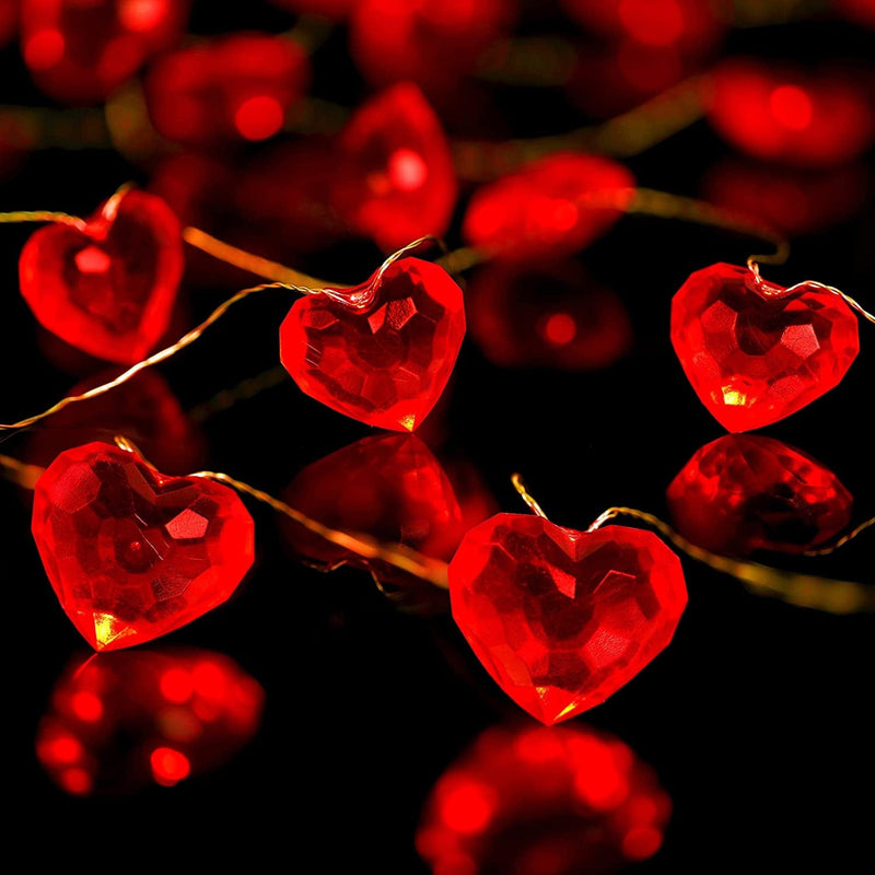 Kaisnova Valentines Day Decor Red Love Heart Shaped Fairy String Lights Battery Powered with Remote & Timer 10FT 40 Leds Twinkle String Lights for Wedding,Anniversary, Mother'S Day, Party Decorating Home & Garden > Lighting > Light Ropes & Strings Shenzhen Baishen Technology Co., Ltd. C-3D Red  