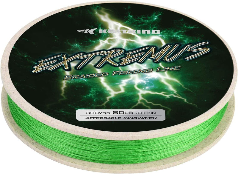 Kastking Extremus Braided Fishing Line, Highly Abrasion Resistant 4-Strand Braided Lines, Thin Diameter, Zero Stretch, Zero Memory, Easy Casting, Great Knot Strength, Color Fast Sporting Goods > Outdoor Recreation > Fishing > Fishing Lines & Leaders Eposeidon Grass Green A:150Yds - 50LB 