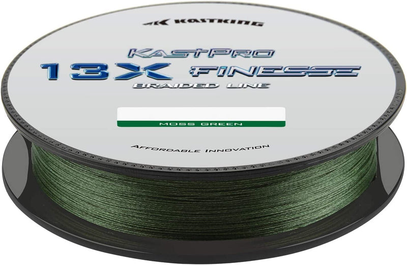 Kastking Kastpro 13X Finesse Braided Fishing Line, Extremely Thin, Sensitive Braid, Smooth, Long Casting Line for Spinning and Finesse Casting Presentations, Superior Knot Strength and Abrasion Resistant, 75% Thinner than Mono Sporting Goods > Outdoor Recreation > Fishing > Fishing Lines & Leaders KastKing 13XFinesse: Moss Green 150Yds-6LB 