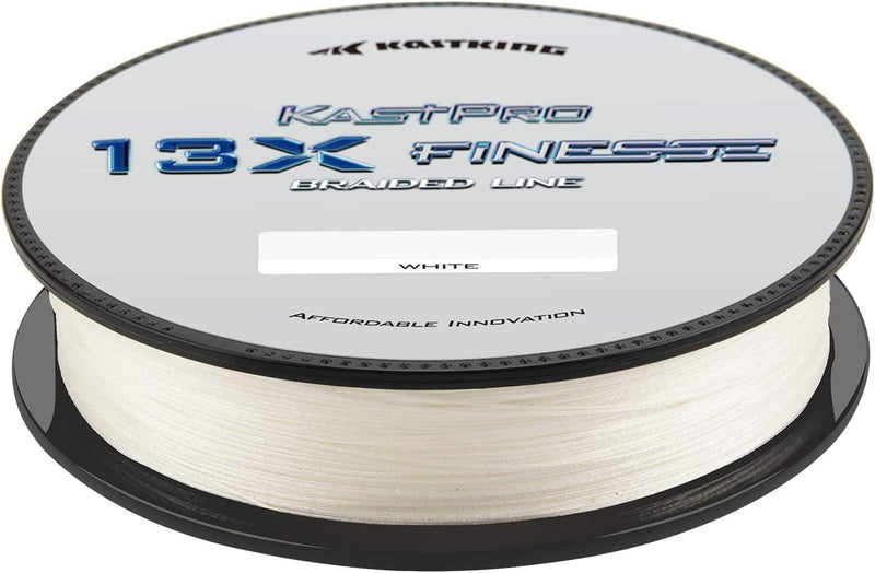 Kastking Kastpro 13X Finesse Braided Fishing Line, Extremely Thin, Sensitive Braid, Smooth, Long Casting Line for Spinning and Finesse Casting Presentations, Superior Knot Strength and Abrasion Resistant, 75% Thinner than Mono Sporting Goods > Outdoor Recreation > Fishing > Fishing Lines & Leaders KastKing 13XFinesse: White 150Yds-20LB 