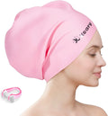 Keary Extra Large Swim Cap for Braids and Dreadlocks Extensions Weaves Long Hair, Waterproof Silicone Cover Ear Bath Pool Shower Swimming Cap for Adult Youth to Keep Hair Dry, Easy to Put on and Off Sporting Goods > Outdoor Recreation > Boating & Water Sports > Swimming > Swim Caps Keary Pink  