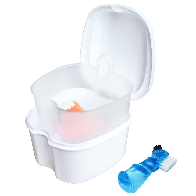 Keedolla Denture Cups for Soaking Dentures, Denture Cleaning Case Retainer Container Mouth Guard Bath Box Holder Case with Brush for Night Guard, Gum Shields and Dental Appliances Home & Garden > Household Supplies > Household Cleaning Supplies Keedolla White  
