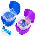 Keedolla Denture Cups for Soaking Dentures, Denture Cleaning Case Retainer Container Mouth Guard Bath Box Holder Case with Brush for Night Guard, Gum Shields and Dental Appliances Home & Garden > Household Supplies > Household Cleaning Supplies Keedolla Purple & Dark Blue  