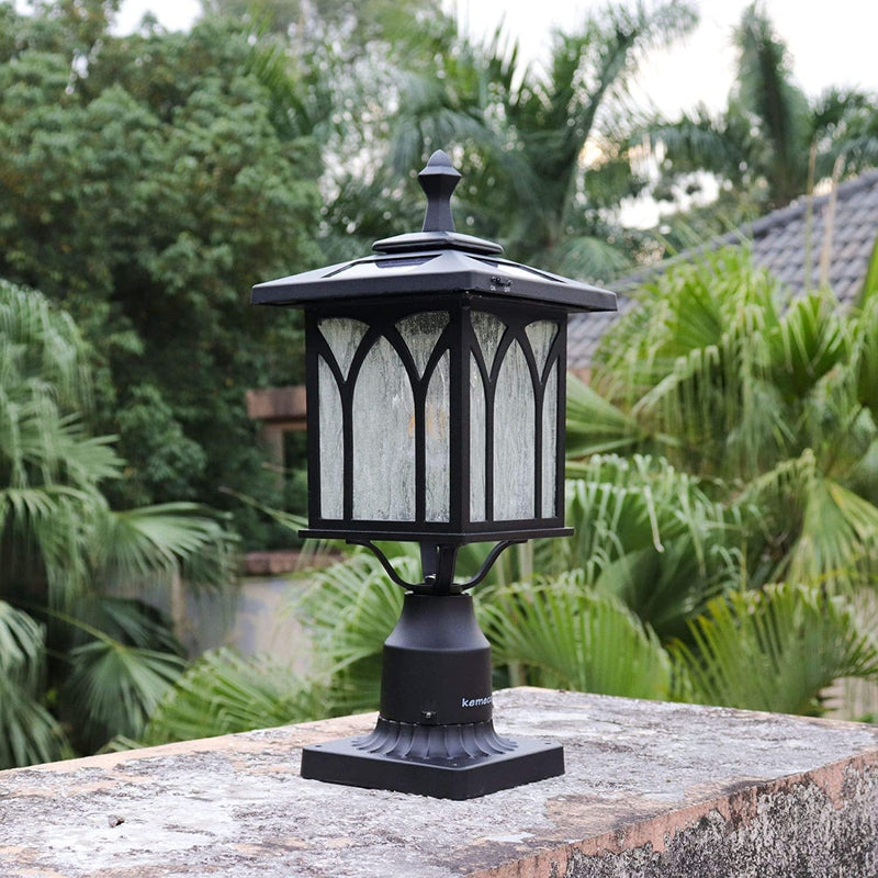 Kemeco ST4328Q Solar Post Light Outdoor Cast Aluminum LED Lamp Fixture with 3-Inch Fitter Base for Yard Garden Post Pole Pillar Mount Landscape Driveway