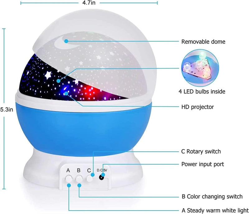Kids Star Night Light, 360-Degree Rotating Star Projector, Desk Lamp 4 Leds 8 Colors Changing with USB Cable, Best for Children Baby Bedroom and Party Decorations Home & Garden > Lighting > Night Lights & Ambient Lighting SUNNEST   