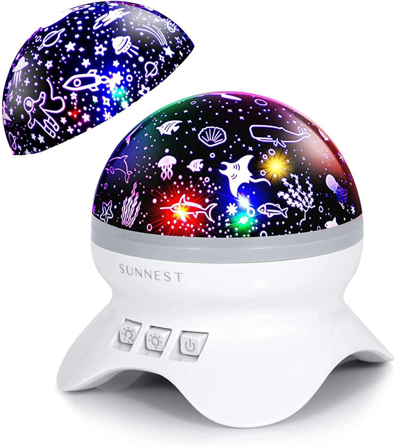 Kids Star Night Light, 360-Degree Rotating Star Projector, Desk Lamp 4 Leds 8 Colors Changing with USB Cable, Best for Children Baby Bedroom and Party Decorations Home & Garden > Lighting > Night Lights & Ambient Lighting SUNNEST White-c  