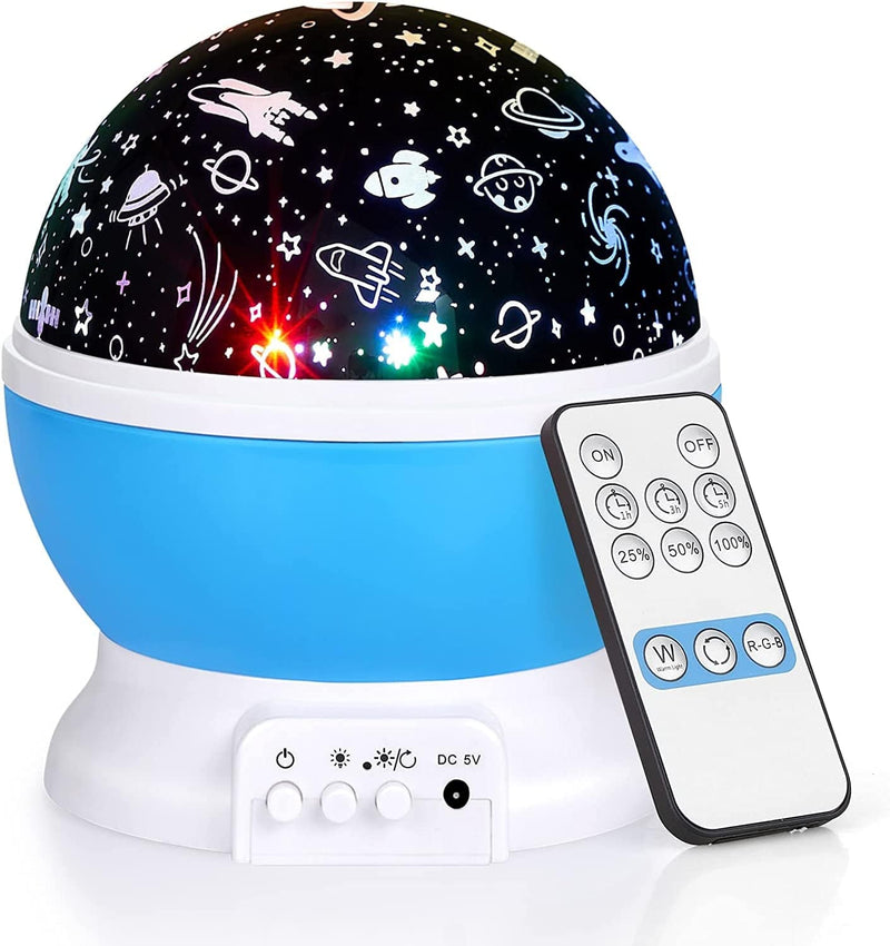 Kids Star Night Light, 360-Degree Rotating Star Projector, Desk Lamp 4 Leds 8 Colors Changing with USB Cable, Best for Children Baby Bedroom and Party Decorations Home & Garden > Lighting > Night Lights & Ambient Lighting SUNNEST Blue-c  