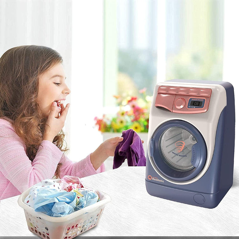 Kids Washer +Vacuum+Iron Dryer Playset Doll House Furniture Pretend Role Play Toy Electronic Cleaning Appliance Set Learning Washing Machine Realistic Sounds Lights Gift for Toddlers Boys Girls 3+ Home & Garden > Household Supplies > Household Cleaning Supplies DoxiGlobal   