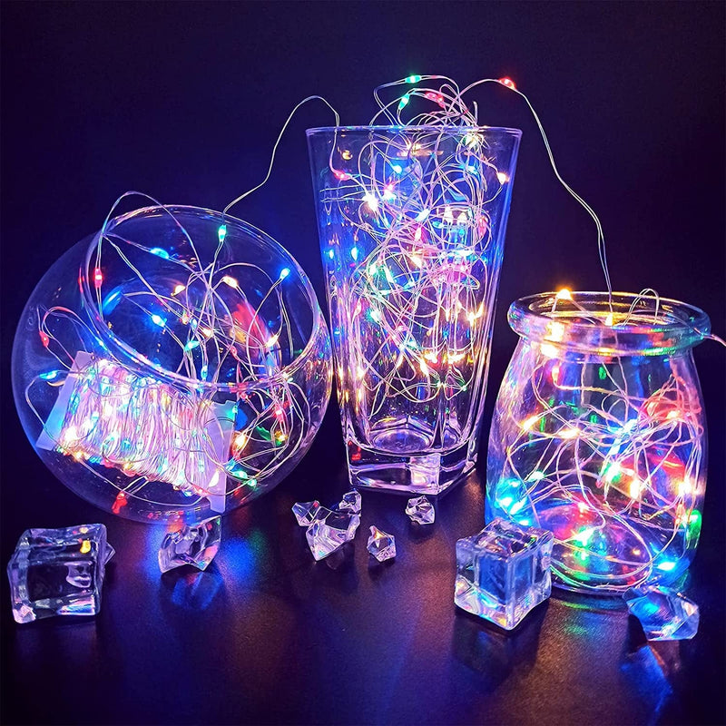 Kikasam 2 Pack 39Ft 120 Led Fairy Lights Battery Operated Christmas String Waterproof Silver Copper Wire Twinkle Party Wedding Halloween Xmas Tree Mason Jar Craft Decorations A009Ww-2Pcs Home & Garden > Lighting > Light Ropes & Strings Kikasam   