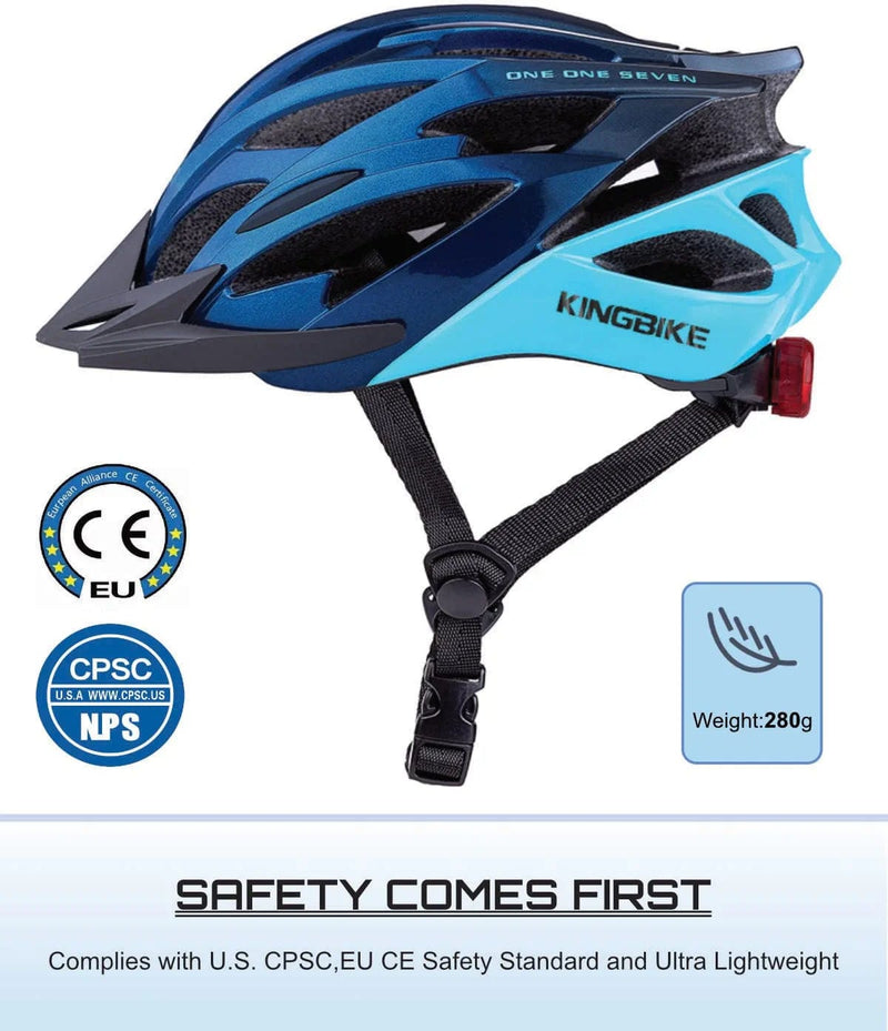KINGBIKE Light Comfortable Adults Youth Bike Helmet with LED Safety Rear Light+ Detachable Visor, Helmet Storage Backpack for Children Men Women Youth Sporting Goods > Outdoor Recreation > Cycling > Cycling Apparel & Accessories > Bicycle Helmets KINGBIKE   