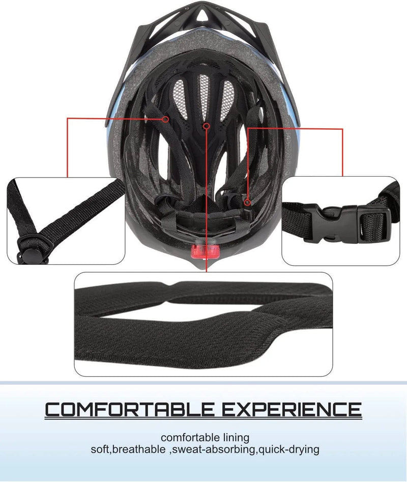 KINGBIKE Light Comfortable Adults Youth Bike Helmet with LED Safety Rear Light+ Detachable Visor, Helmet Storage Backpack for Children Men Women Youth Sporting Goods > Outdoor Recreation > Cycling > Cycling Apparel & Accessories > Bicycle Helmets KINGBIKE   