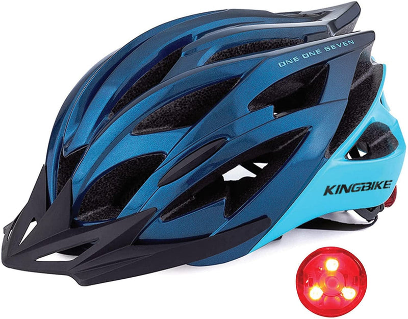 KINGBIKE Light Comfortable Adults Youth Bike Helmet with LED Safety Rear Light+ Detachable Visor, Helmet Storage Backpack for Children Men Women Youth Sporting Goods > Outdoor Recreation > Cycling > Cycling Apparel & Accessories > Bicycle Helmets KINGBIKE X-Dark Blue S(52-56CM) 