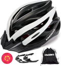 KINGBIKE Light Comfortable Adults Youth Bike Helmet with LED Safety Rear Light+ Detachable Visor, Helmet Storage Backpack for Children Men Women Youth Sporting Goods > Outdoor Recreation > Cycling > Cycling Apparel & Accessories > Bicycle Helmets KINGBIKE White&Black M(54-59CM) 