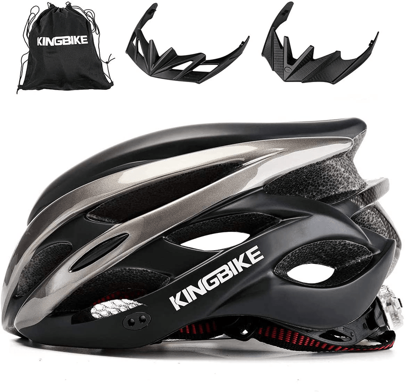 KINGBIKE Ultralight Bike Helmets with Rear Light + Portable Simple Backpack + Two Detachable Visor for Men Women(M/L,L/XL) Sporting Goods > Outdoor Recreation > Cycling > Cycling Apparel & Accessories > Bicycle Helmets KINGBIKE   
