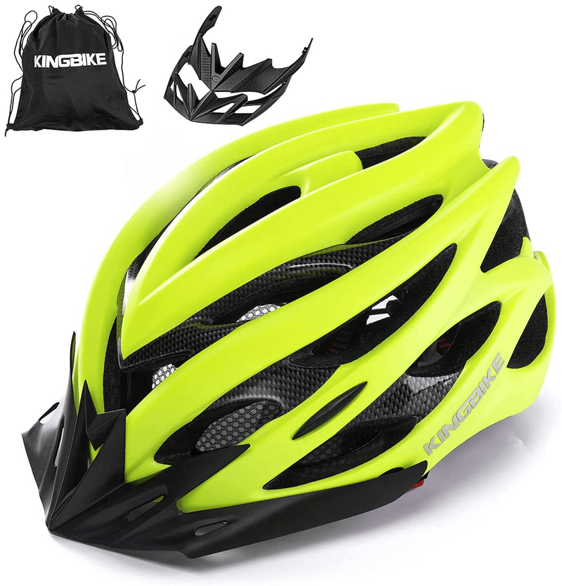 KINGBIKE Ultralight Bike Helmets with Rear Light + Portable Simple Backpack + Two Detachable Visor for Men Women(M/L,L/XL) Sporting Goods > Outdoor Recreation > Cycling > Cycling Apparel & Accessories > Bicycle Helmets KINGBIKE Green L/XL(59-63CM) 