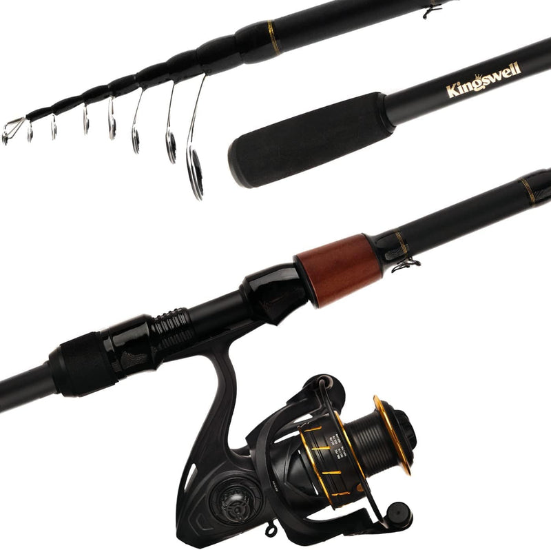 KINGSWELL Telescopic Fishing Rod and Reel Combo, Premium Graphite Carbon Collapsible Fishing Pole with Spinning Reel, Portable Travel Kit for Adults Kids Sporting Goods > Outdoor Recreation > Fishing > Fishing Rods Kingswell Rod / Reel 7.9 Feet 