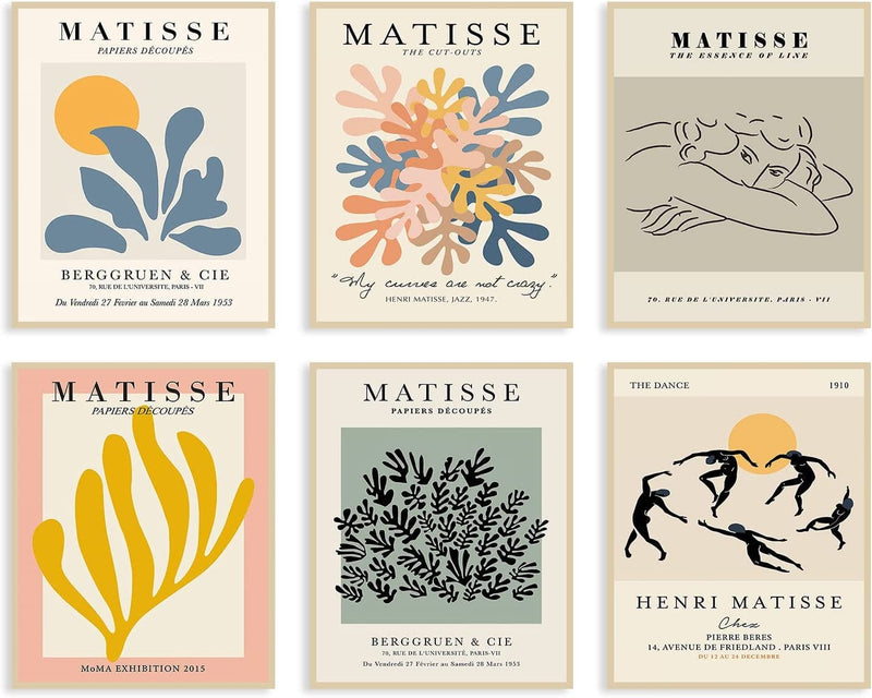 Kisswen Matisse Canvas Wall Art Matisse Poster Pictures Aesthetic Henri Matisse Prints Artwork Flower Market Wall Decor (12X16Inx6P-Unframed) Home & Garden > Decor > Artwork > Posters, Prints, & Visual Artwork kisswen matisse art 12x16inx6p-Unframed 