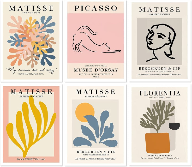 Kisswen Matisse Canvas Wall Art Matisse Poster Pictures Aesthetic Henri Matisse Prints Artwork Flower Market Wall Decor (12X16Inx6P-Unframed) Home & Garden > Decor > Artwork > Posters, Prints, & Visual Artwork kisswen matisse posters 8x10inx6P 