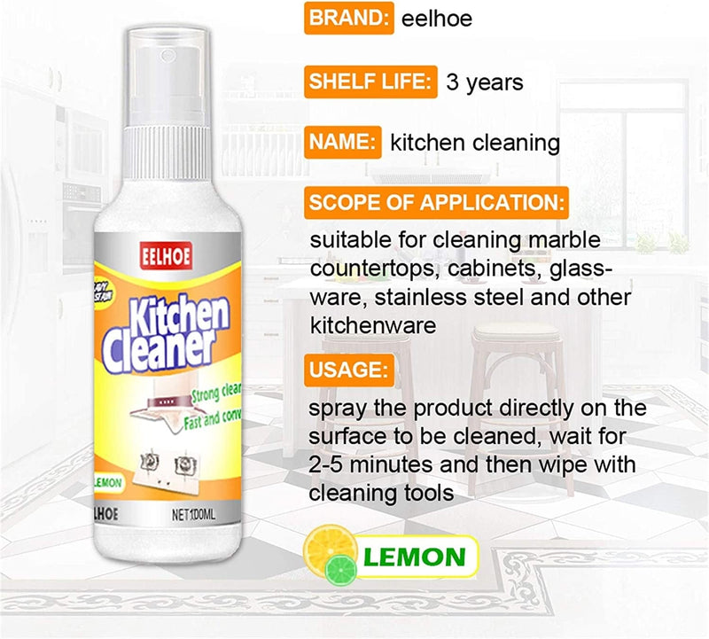 Kitchen Cleaner Foam Spray, Kitchen Degreaser, Removes Kitchen Grease, Kitchen Bubble Cleaner Spray, Multi-Purpose Rinse Free Household Heavy Oil Cleaner Stain Removal Kitchen Grease Foam Cleaner (100Ml) Home & Garden > Household Supplies > Household Cleaning Supplies Teissuly   
