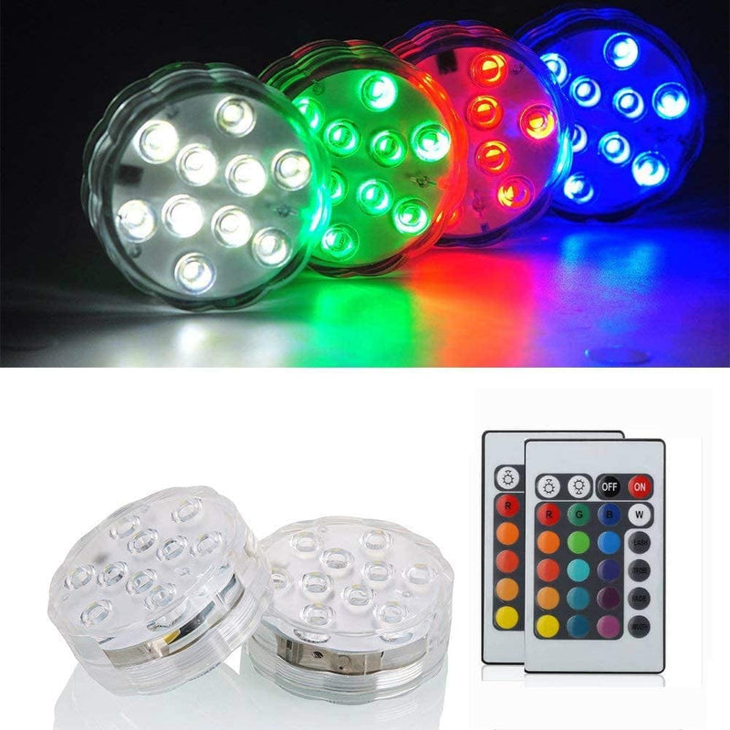 KITOSUN Submersible LED Lights 2.8" 3Aaa Battery RGB Multicolors Waterproof Light W/Remote for Wedding Baby Shower Centerpiece Aquarium Pond Pool Party Vase Kayak Halloween Hookah Floral Lighting Home & Garden > Pool & Spa > Pool & Spa Accessories Tacopet 2  