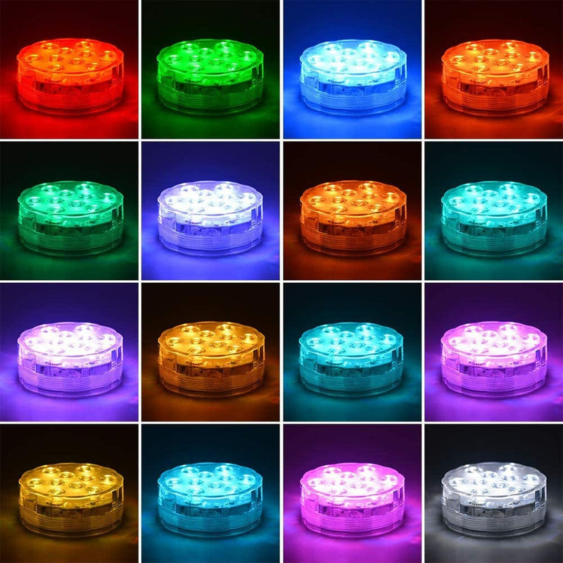 KITOSUN Submersible Waterproof Led Lights - Battery Operated Spot Lamp with Remote Small Puck RGB White Lighting for Aquarium Swimming Pool Vase Pond Wedding Table Halloween Pumpkin Party Fish Bowl Home & Garden > Pool & Spa > Pool & Spa Accessories KITOSUN   