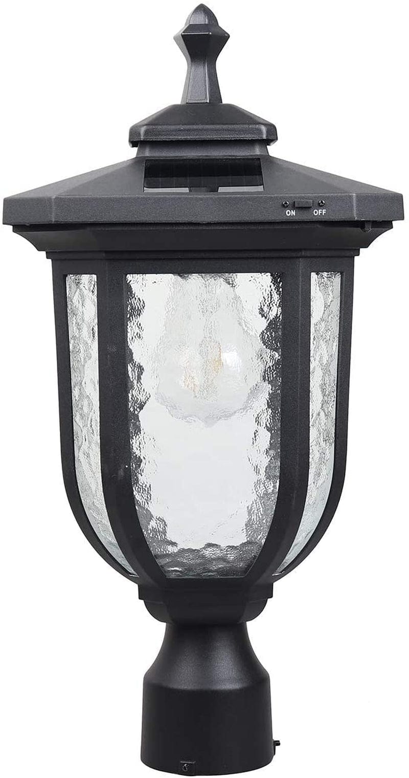 KMC Lighting ST4322Q-A Solar Post Light Solar Powered Lamp Post Light Post Solar Light Outdoor Fabulously Bright 120 LUMENS Made of Aluminum Die-Casting and Glass with 3 Inches Post Adaptor