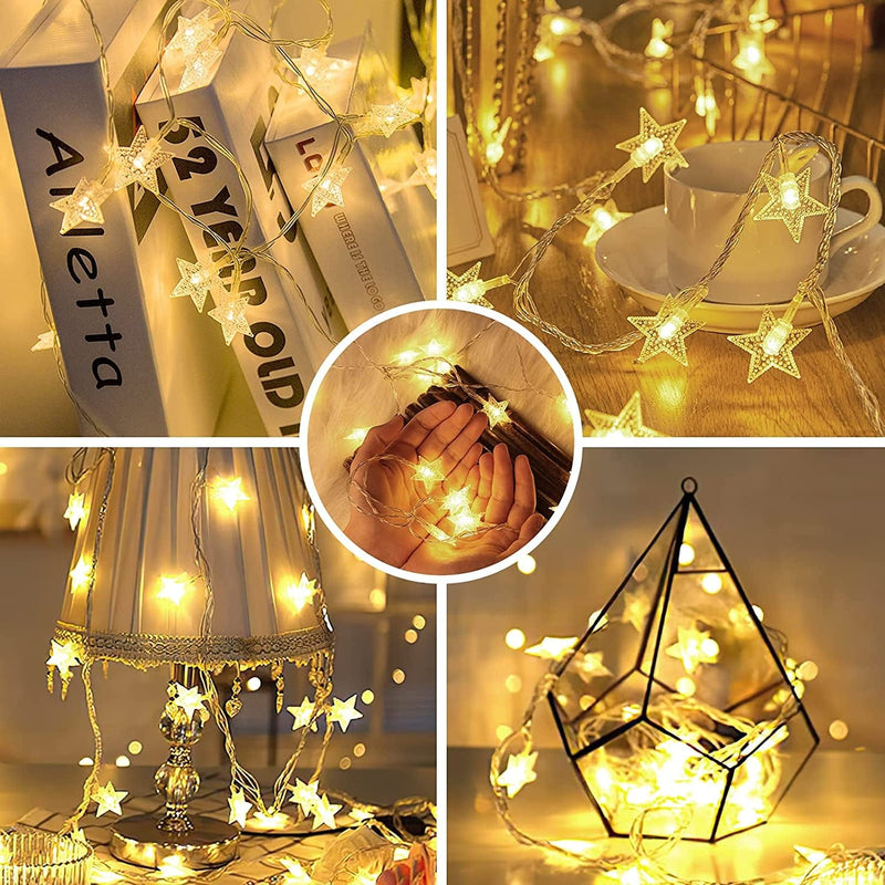 Koxly Star String Lights 49 Ft 100 LED 8 Modes Plug in Twinkle Light with Remote Control Fairy Lights for Bedroom Indoor Outdoor Christmas Tree Room Decor Warm White and Cool White
