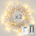 Koxly String Lights, 2 Pack Battery Operated String Lights with Remote Timer Waterproof 8 Modes 16.4Ft 50 LED String Lights for Bedroom,Garden,Party,Xmas Tree Indoor Outdoor Decorations, Cool White Home & Garden > Lighting > Light Ropes & Strings Koxly Warm White 36.0 Feet 