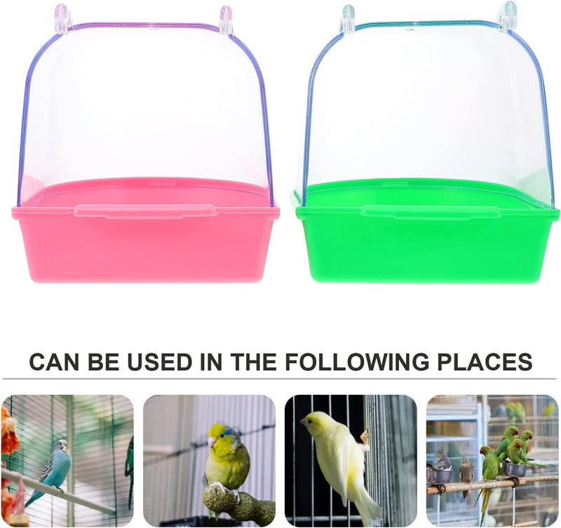 KUNOVO 2Pcs Bird Bath Box Parakeet Bird Bathing Tub Bird Cage Accessory for Parakeet Finch Animals & Pet Supplies > Pet Supplies > Bird Supplies > Bird Cages & Stands KUNOVO   